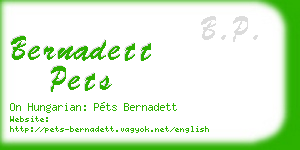 bernadett pets business card
